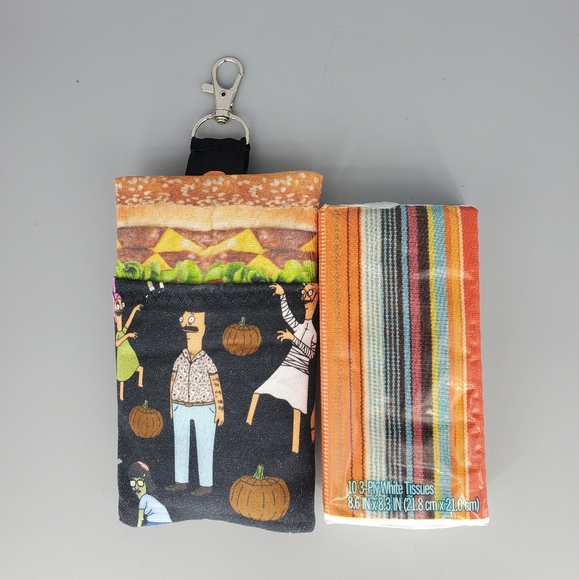 Bob Burgers 🍔 Tissue Holder Keychain + 2 Secret Pouch Stash Scrunchies - Picture 4 of 9